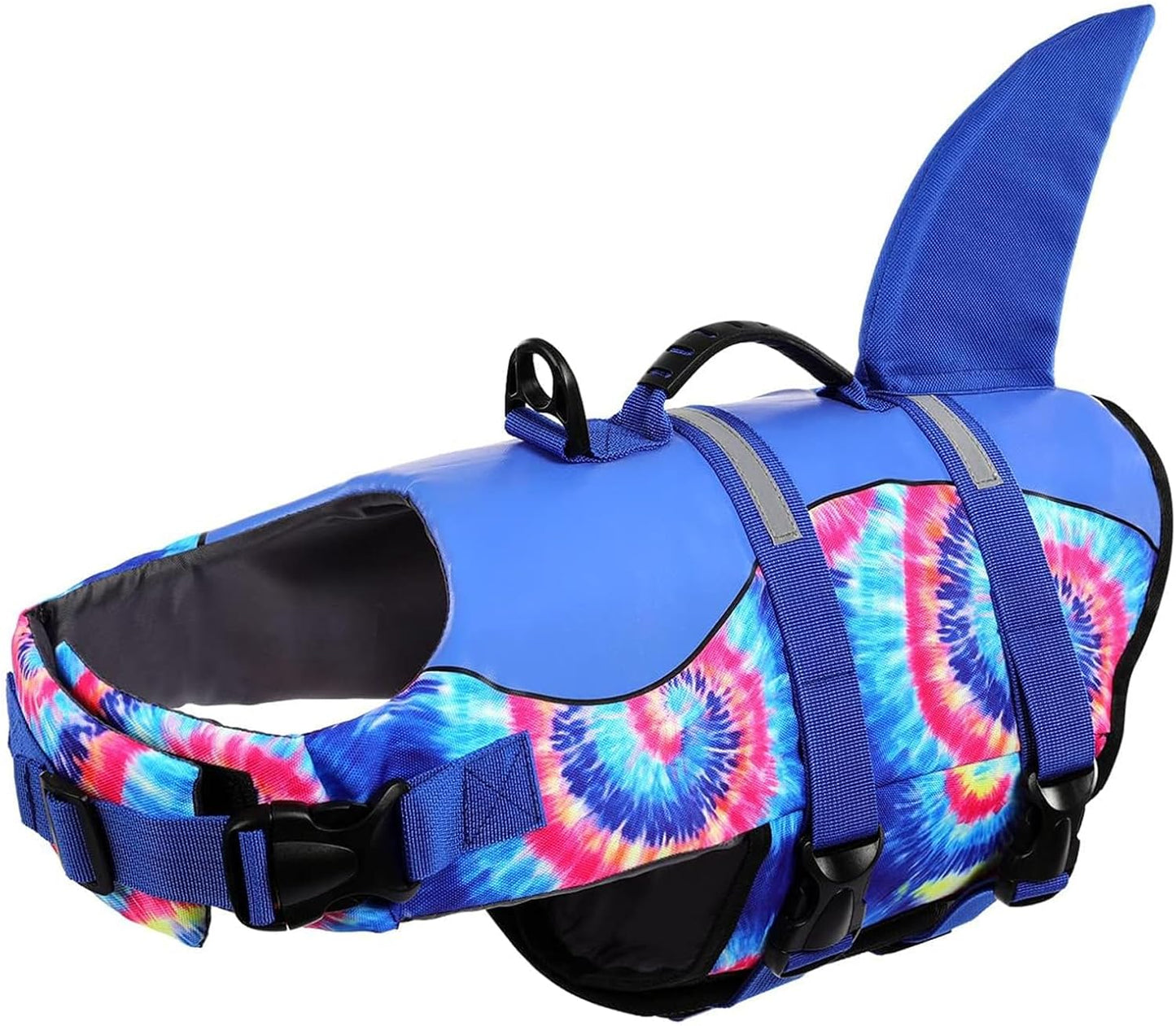 Dog Life Jacket - Pet Safety Vest for Swimming & Boating, Shark Life Jacket with Floatation, Dog Lifesavers Swimsuits for Small Medium Large Dogs (Blue Bandhnu, XL)