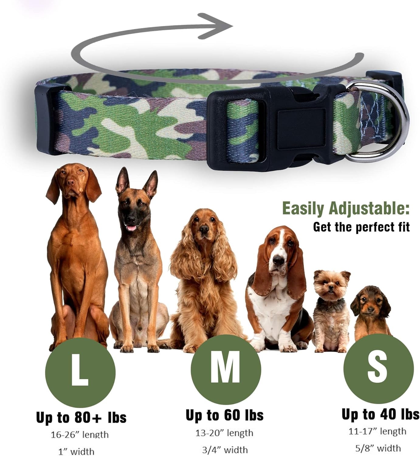 Camo Dog Collar (Large, Green)
