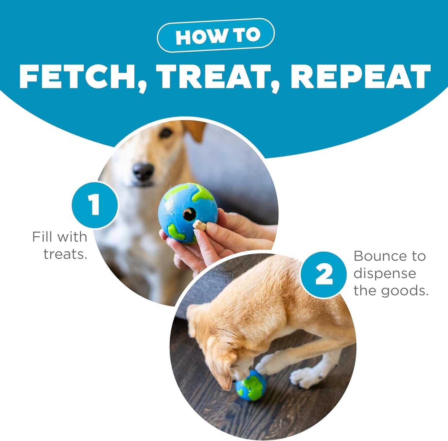 Outward Hound by Orbee-Tuff Planet Ball Blue/Green Treat-Dispensing Dog Toy, Small