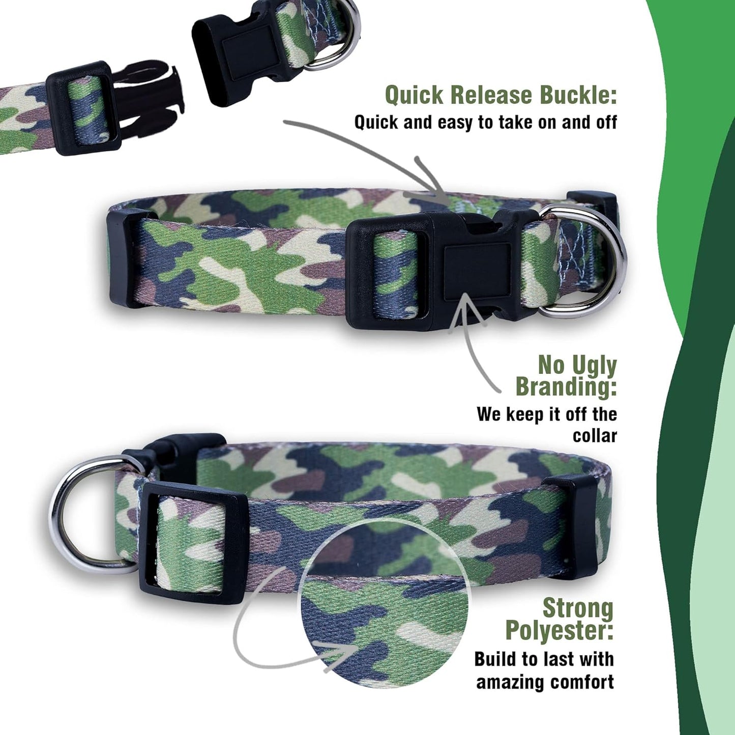 Camo Dog Collar (Large, Green)