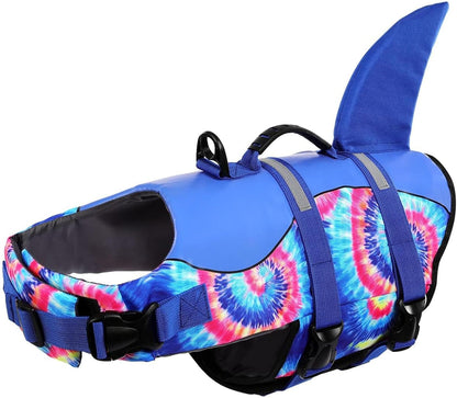 Dog Life Jacket - Pet Safety Vest for Swimming & Boating, Shark Life Jacket with Floatation, Dog Lifesavers Swimsuits for Small Medium Large Dogs (Blue Bandhnu, XL)