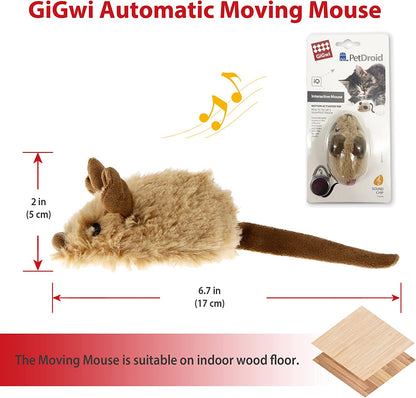 Interactive Cat Toys for Indoor Cats, Cat Mouse Toy with Electronic Realistic Squeaky Sound, Automatic Moving Kitten Toys Electric Mice Toy Self Play Exercise(Brown Ear)